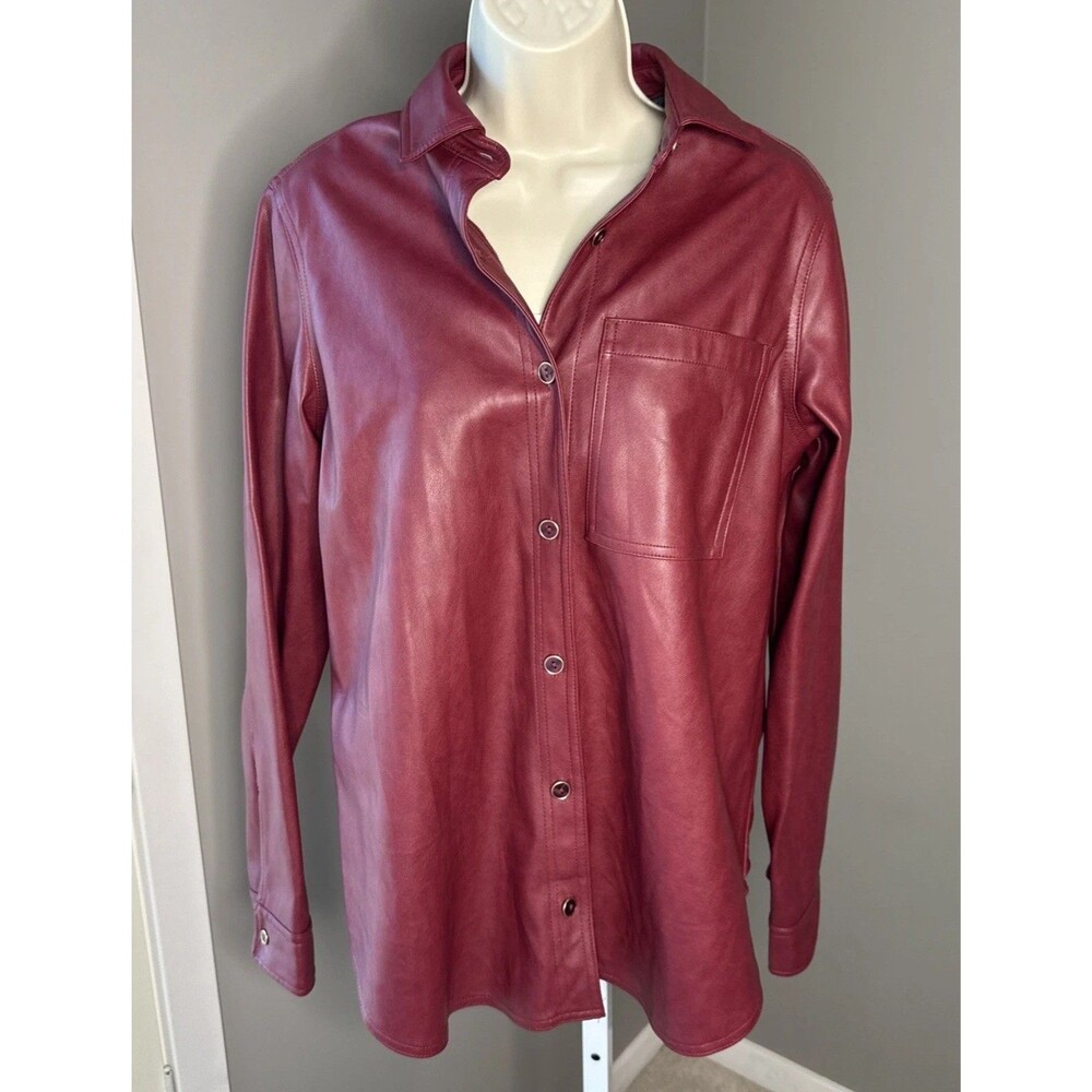 bagatelle Faux leather jacket Shirt women Red Soft Lining S M 12 14 *read*